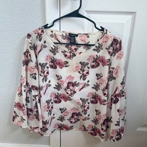Rue21 Pink and Cream Floral Blouse